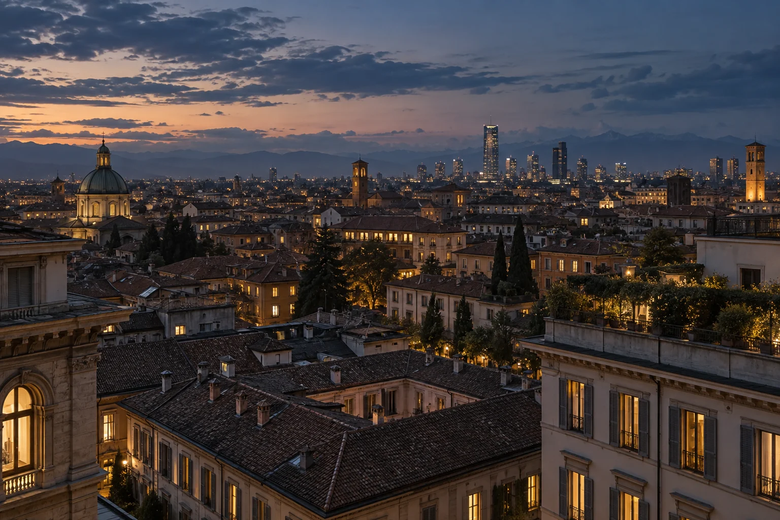 Paesaggio urbano al crepuscolo, immagine evocativa